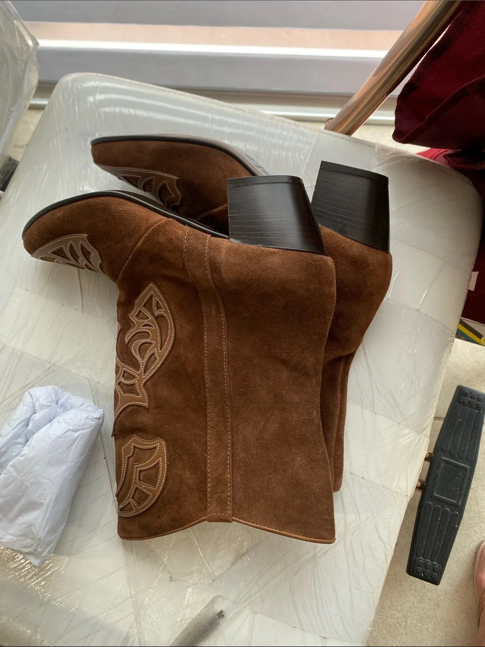 SUNDANCE Italian SUEDE Leather BOOTS Hippie BOHO COWGIRL Brown